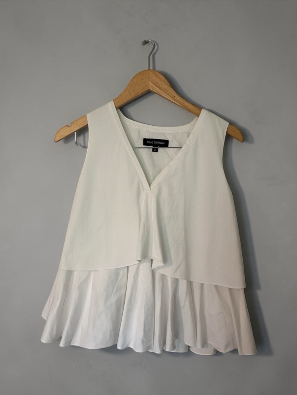 Pink Tartan tiered cotton blouse white 2